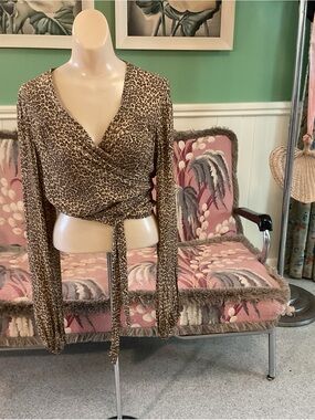 Loco Lindo Leopard Print 30s 40s Flamenco Style Wrap Top - s/m